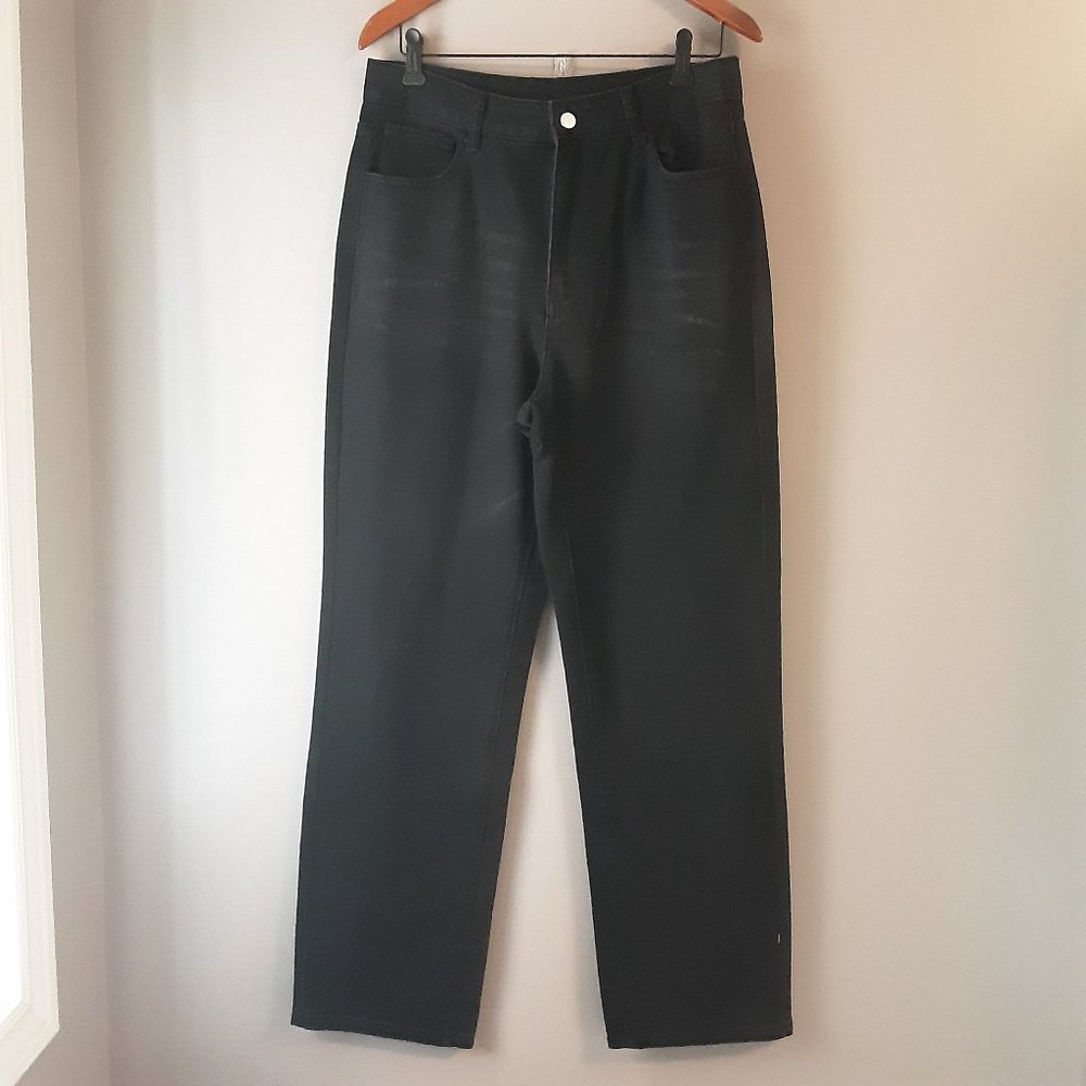 🌞 Shein Women's High-Waisted Wide-Leg Black Jeans | New! Size L / 8-10